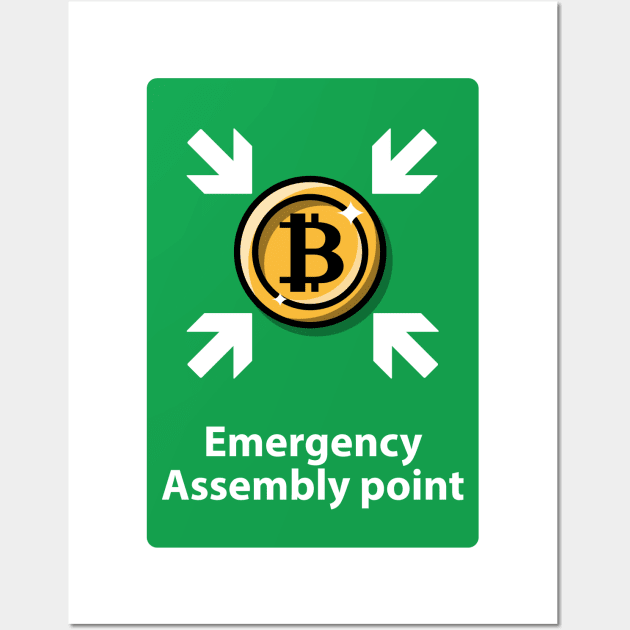 Bitcoin, emergency assembly point colorful vertical Wall Art by Akman